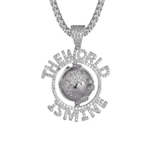 The World Is Mine Spinner Globe Map Bling Custom Pendant sold by Master Of Bling