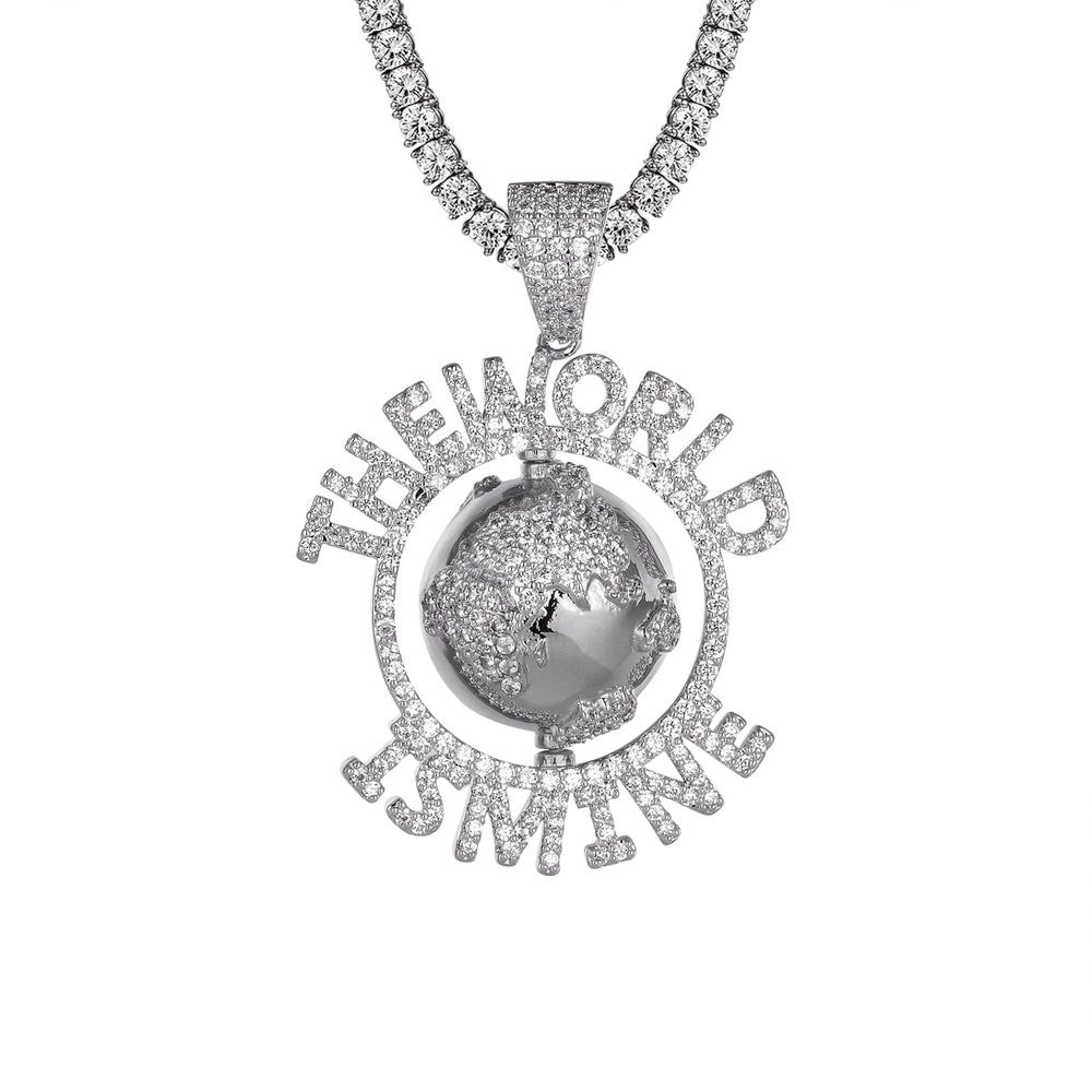 The World Is Mine Spinner Globe Map Bling Custom Pendant sold by Master Of Bling product image thumbnail 3