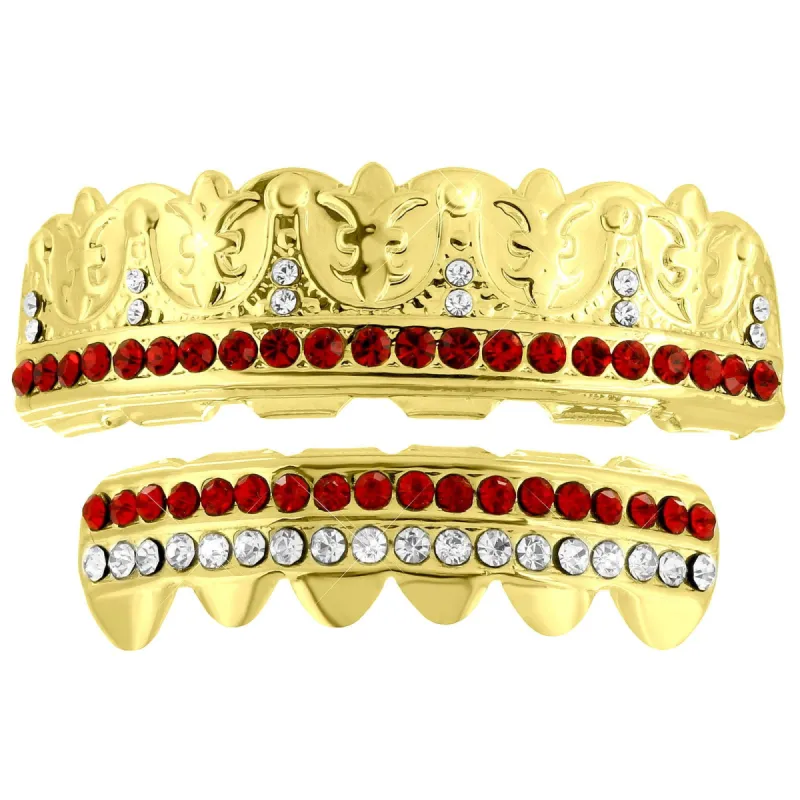 Designer Top Bottom Grillz Set Lab Diamond Hip Hop sold by Master Of Bling