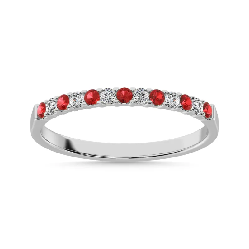 14K White Gold 1/4 Ct.Tw. Alternate Diamond And Ruby Machine Band sold by Master Of Bling