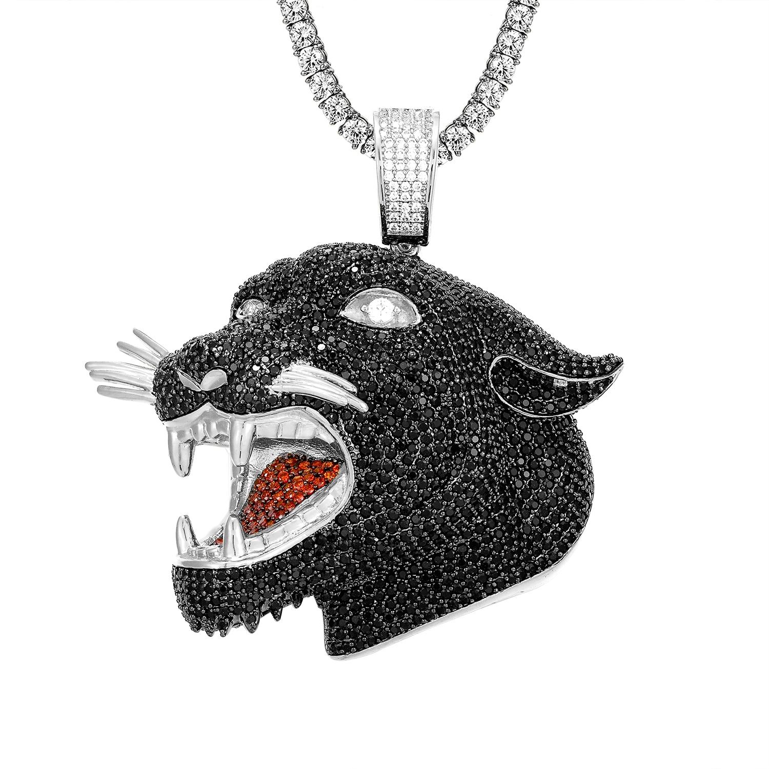 Custom 3D Roaring Panther Face Angry Black Animal Icy Pendant sold by Master Of Bling product image thumbnail 3