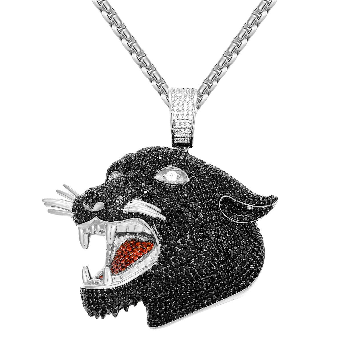 Custom 3D Roaring Panther Face Angry Black Animal Icy Pendant sold by Master Of Bling product image thumbnail 2