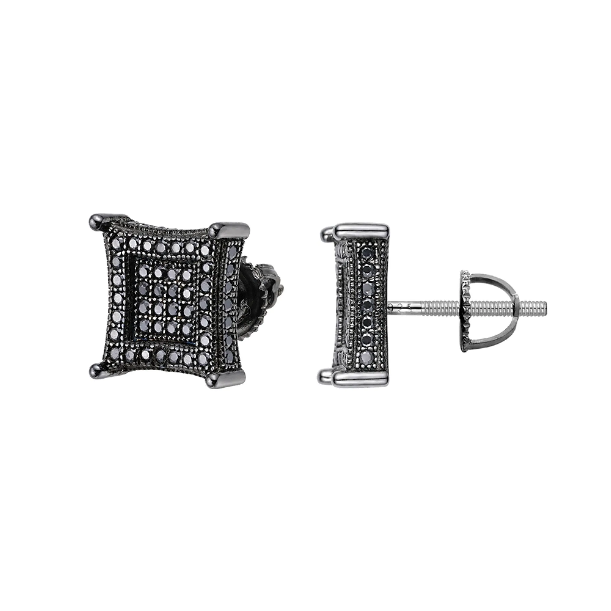 Moissanite Diamond Black Kite Earrings 925 Silver Studs Unisex sold by Master Of Bling