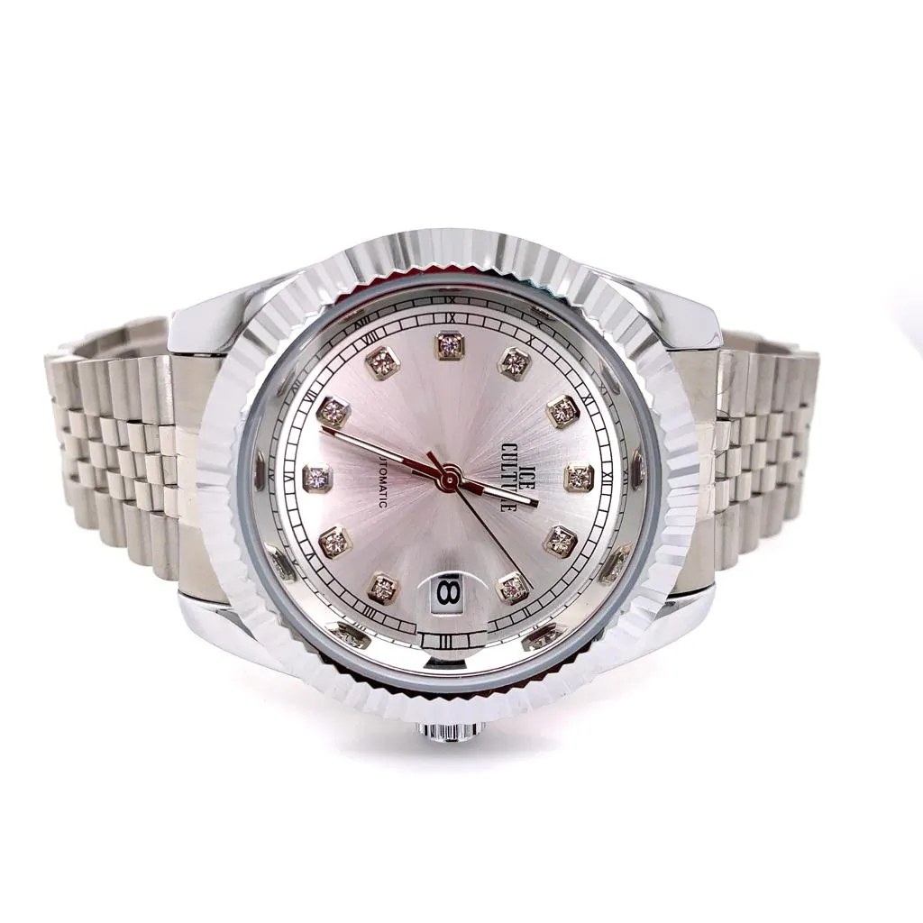Fluted Bezel 41MM Round Dial Automatic Movement Steel Watch sold by Master Of Bling