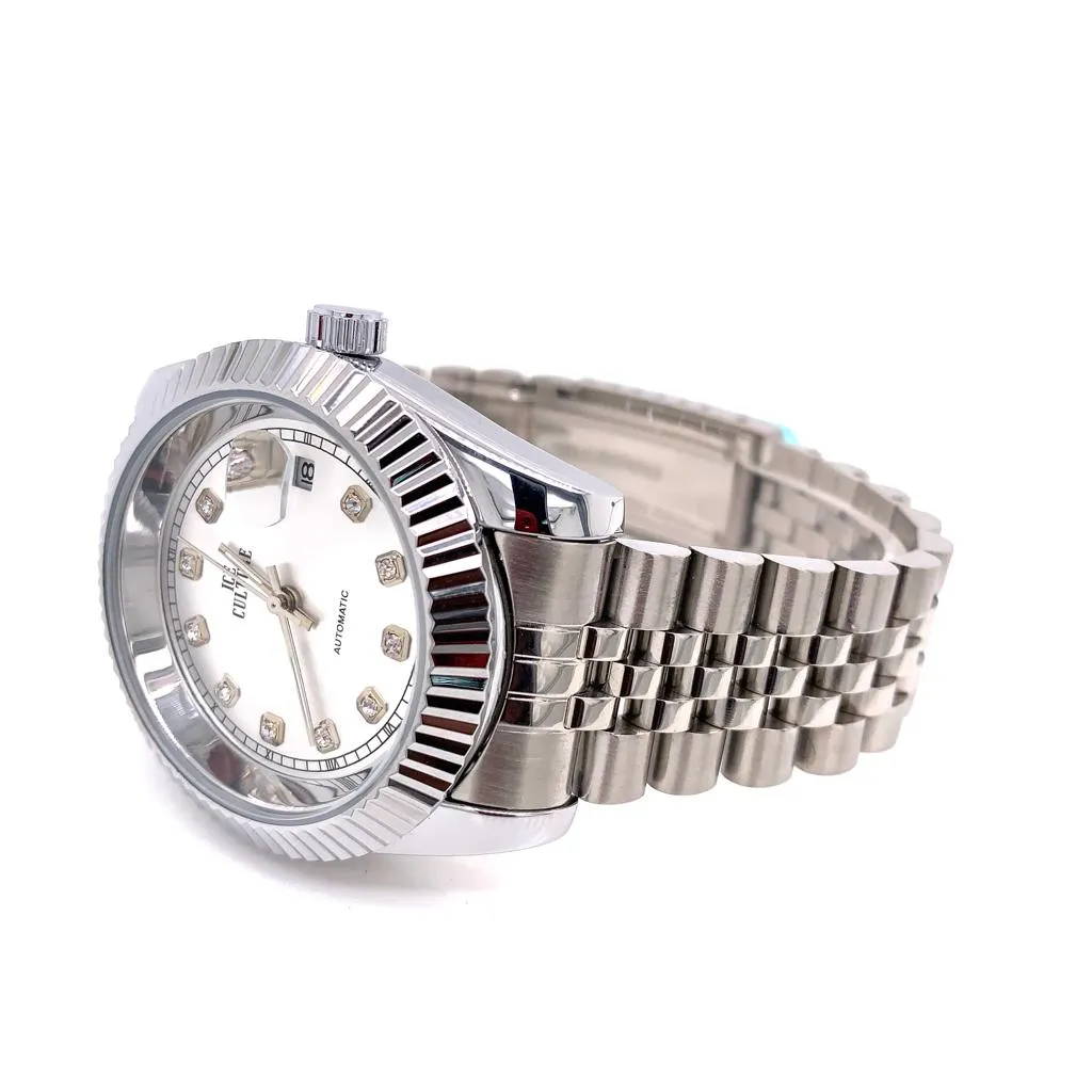 Fluted Bezel 41MM Round Dial Automatic Movement Steel Watch sold by Master Of Bling product image thumbnail 2