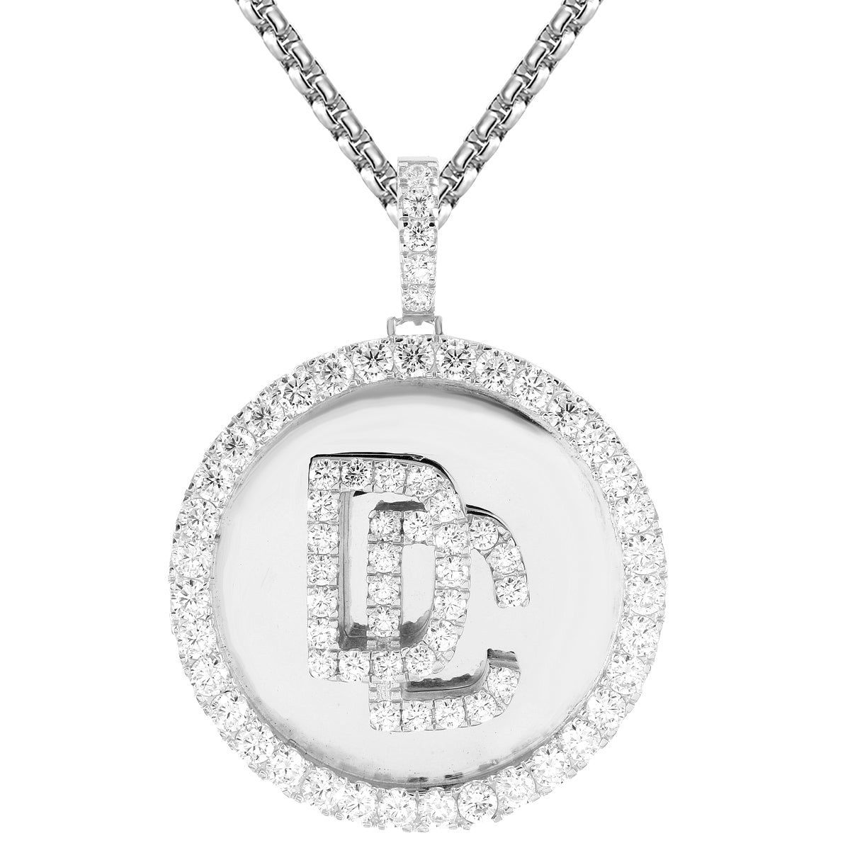 DC Medallion Dream Chaser Hip Hop White Tone Pendant sold by Master Of Bling product image thumbnail 4