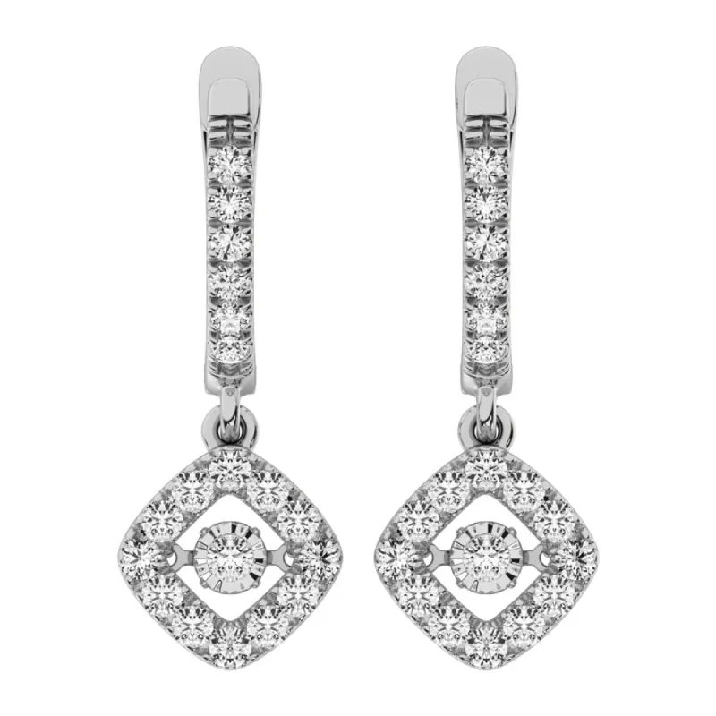 Diamond 5/8 Ct.Tw. Shimmering Hoop Earrings in 14K White Gold sold by Master Of Bling