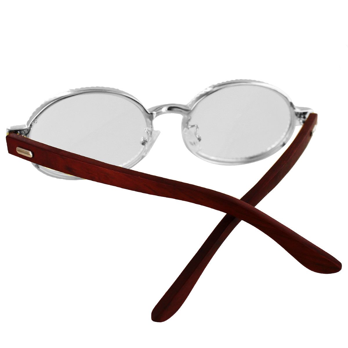 Wooden Frame Round Hip Hop White Gold Tone Glasses sold by Master Of Bling product image thumbnail 2