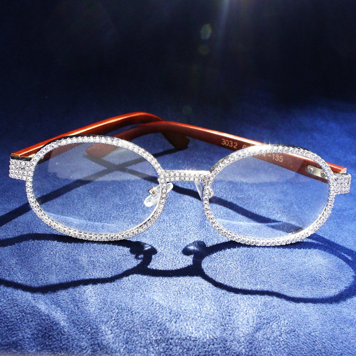 Wooden Frame Round Hip Hop White Gold Tone Glasses sold by Master Of Bling product image thumbnail 3