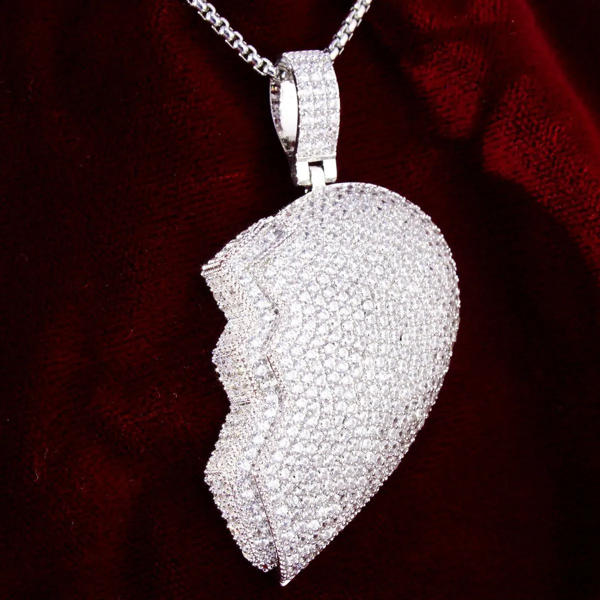 Men's  Love Broken Heart Double Layer Pendant Chain sold by Master Of Bling