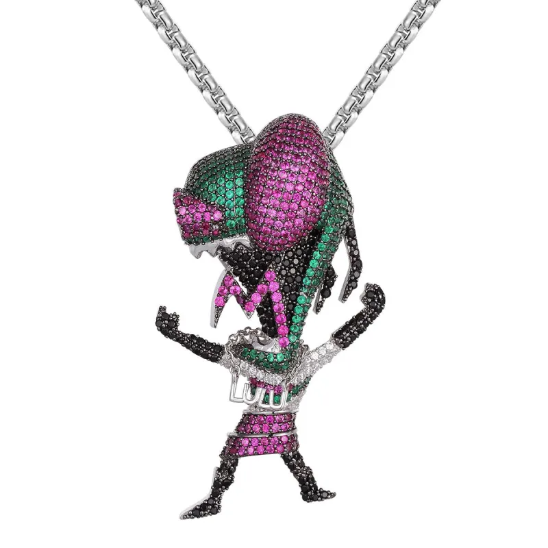 Mens White Finish Animated Character Icy Hip Hop Pendant sold by Master Of Bling