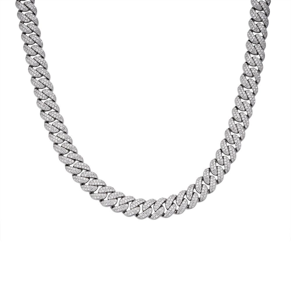 925 Silver Moissanite 10mm 22 Inch Miami Cuban Mens Chain Necklace sold by Master Of Bling