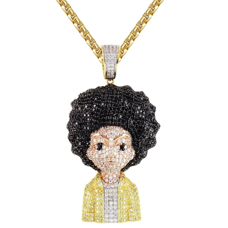 Mens Cartoon Character Bling Rapper Gold Finish Pendant Chain sold by Master Of Bling