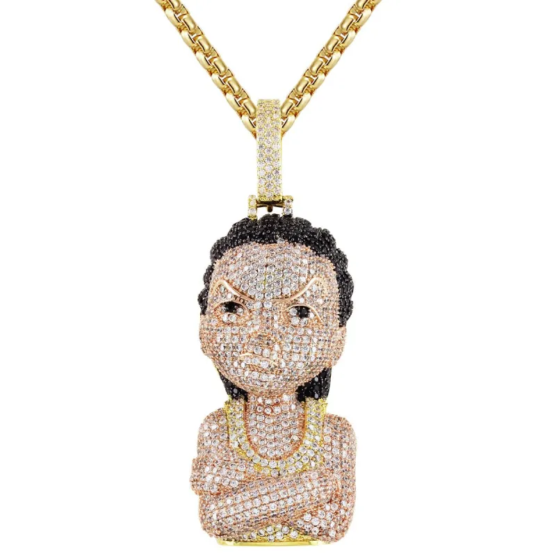 Mens Comic Gangster Character Hip Hop 14k Gold Finish Pendant sold by Master Of Bling
