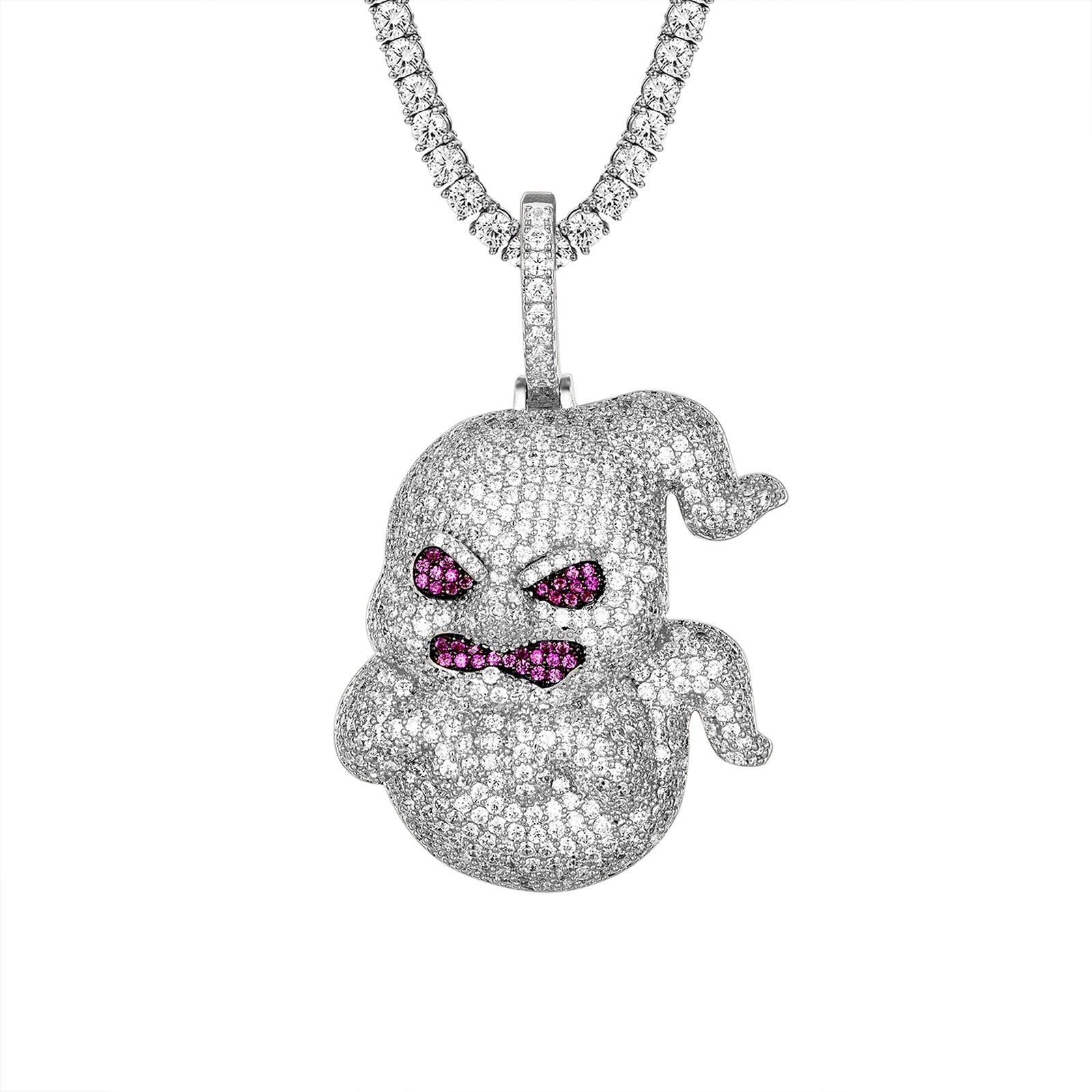 Ghost Cartoon Character 14K White Gold Icy Hip Hop Pendant sold by Master Of Bling product image thumbnail 2