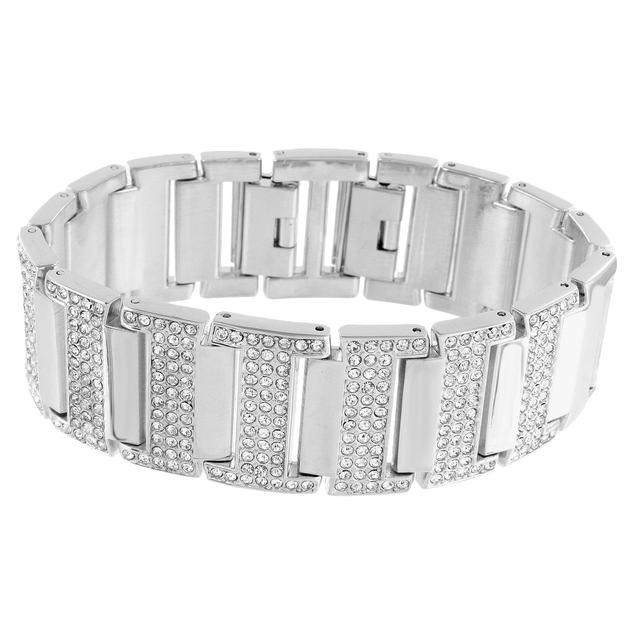 Rectangle Face Watch Simulated Diamonds Matching Bracelet Gift Set sold by Master Of Bling product image thumbnail 3