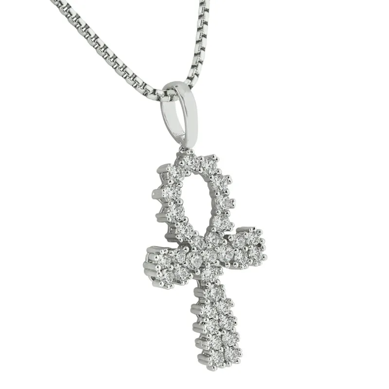 Solitaire Ankh VVS Moissanite 3.36Ct. Silver Pendant sold by Master Of Bling