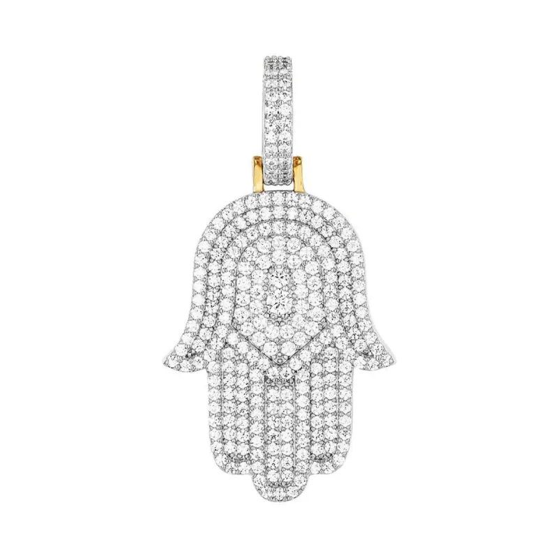 Hamza Hand Moissanite VVS 2.27Ct. Gold Tone .925 Pendant sold by Master Of Bling
