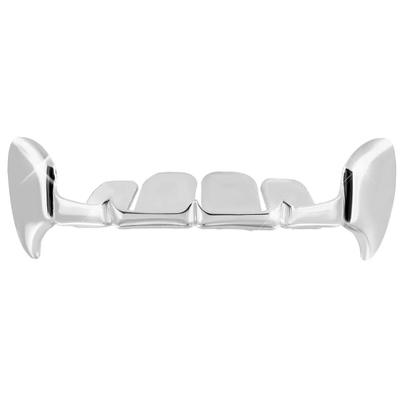 Custom Hip Hop Top Teeth Half Grillz White Gold Finish sold by Master Of Bling