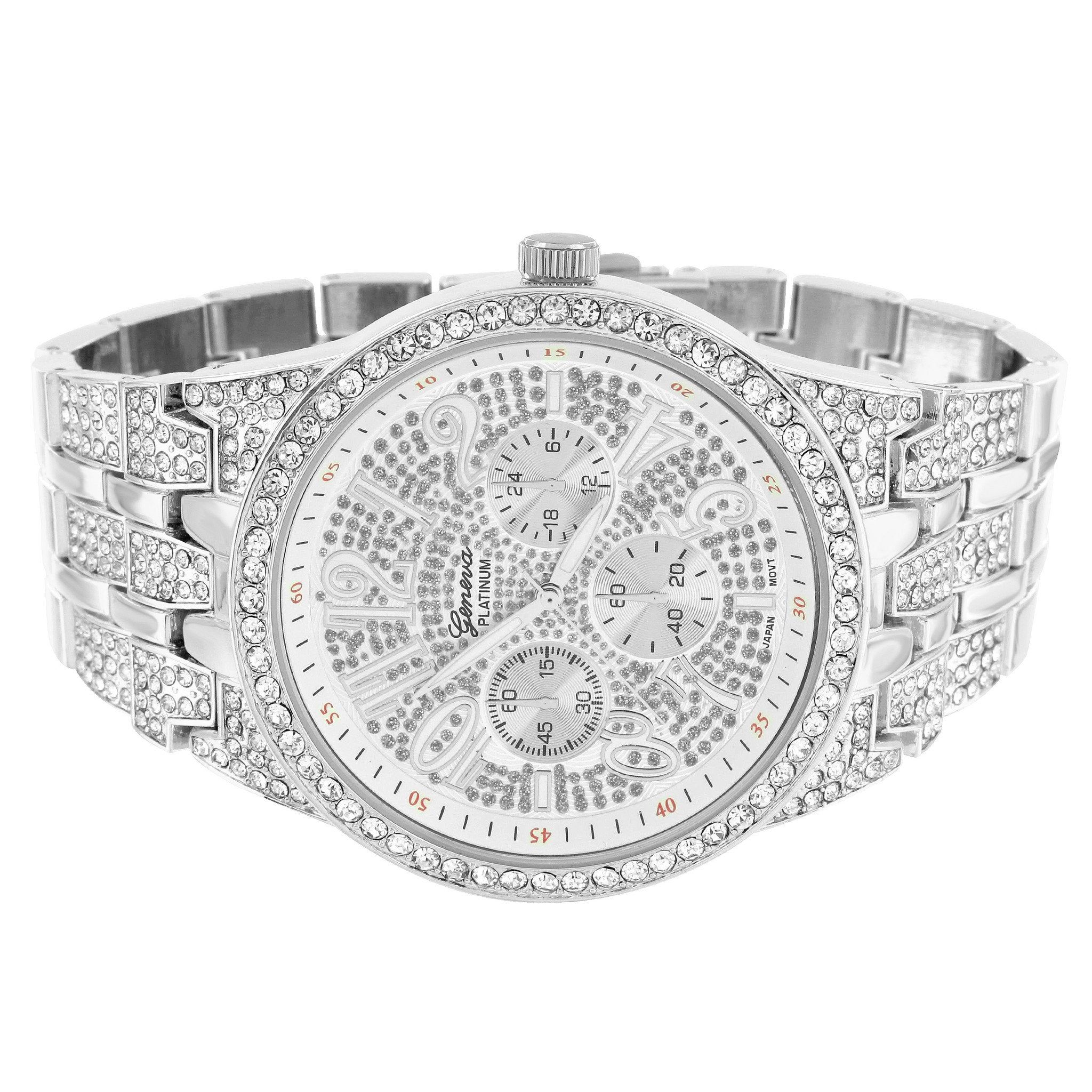 Square Face Watch Bling Simulated Diamonds Matching Bracelet Gift Set sold by Master Of Bling product image thumbnail 2