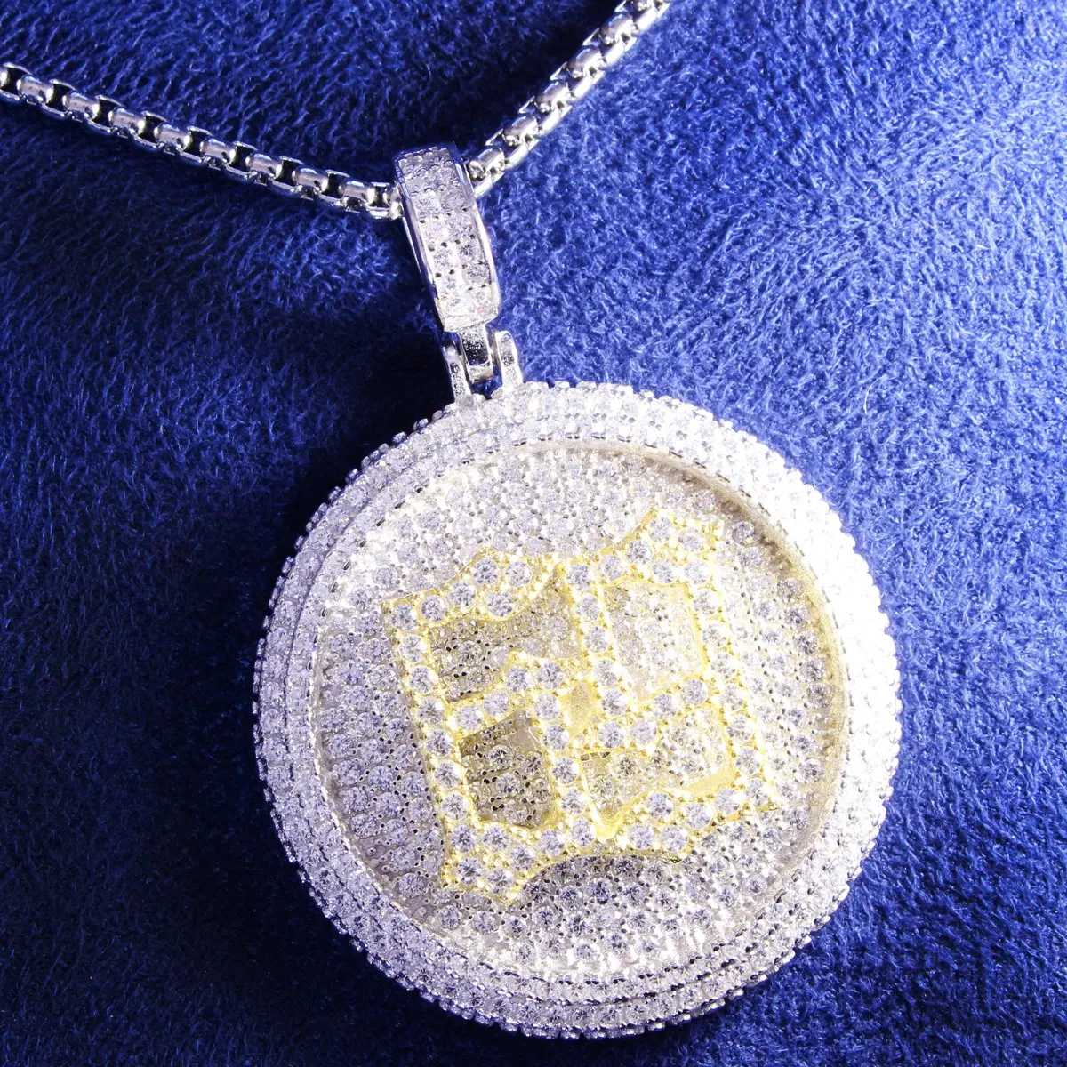 Rapper 69 Two Tone Circle Spinner Pendant Chain sold by Master Of Bling