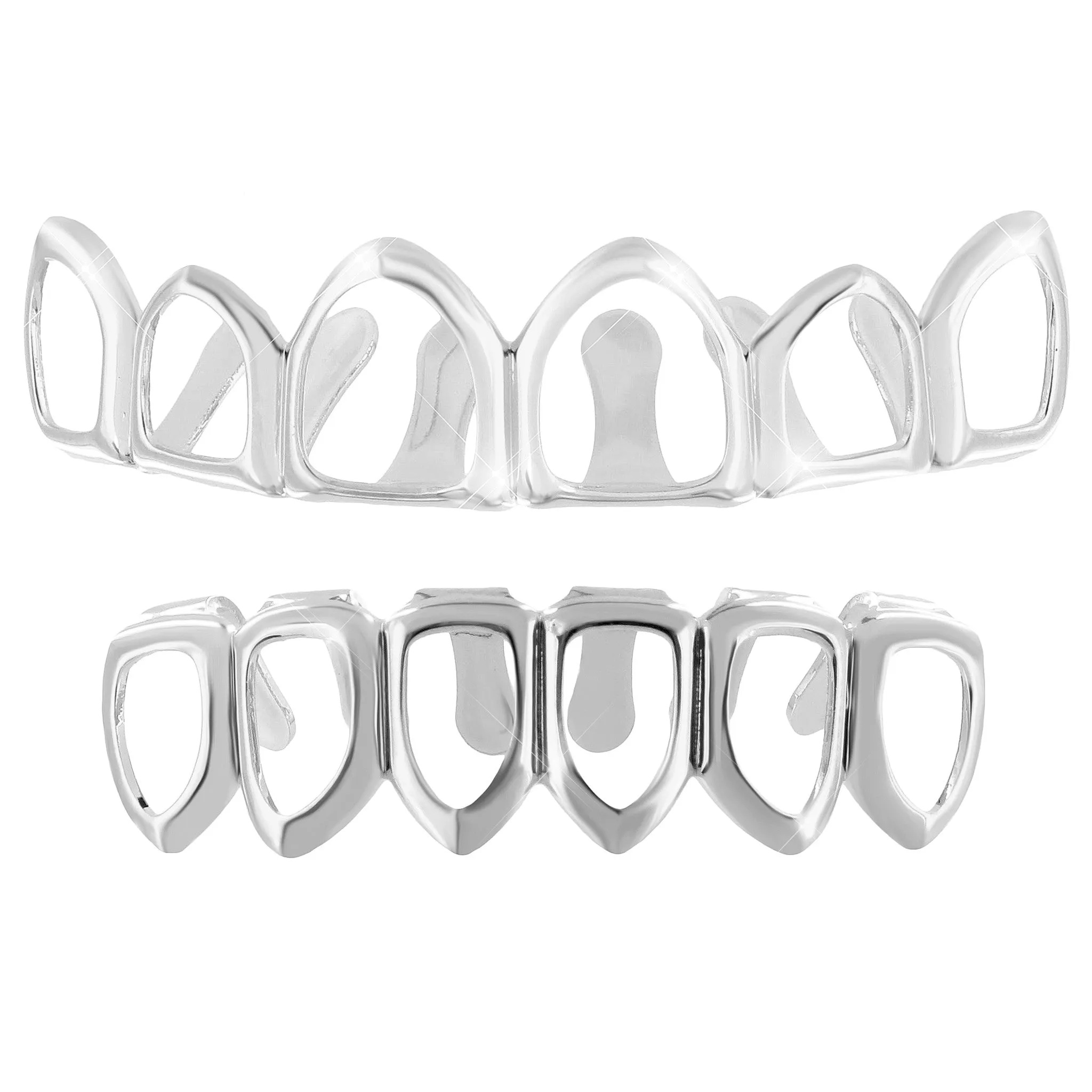 See Through Grillz Set Top Bottom White Finish sold by Master Of Bling