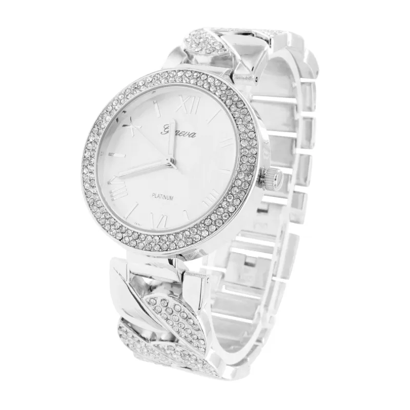 White Gold Tone Watch Twisted Link Design Lab Diamonds sold by Master Of Bling