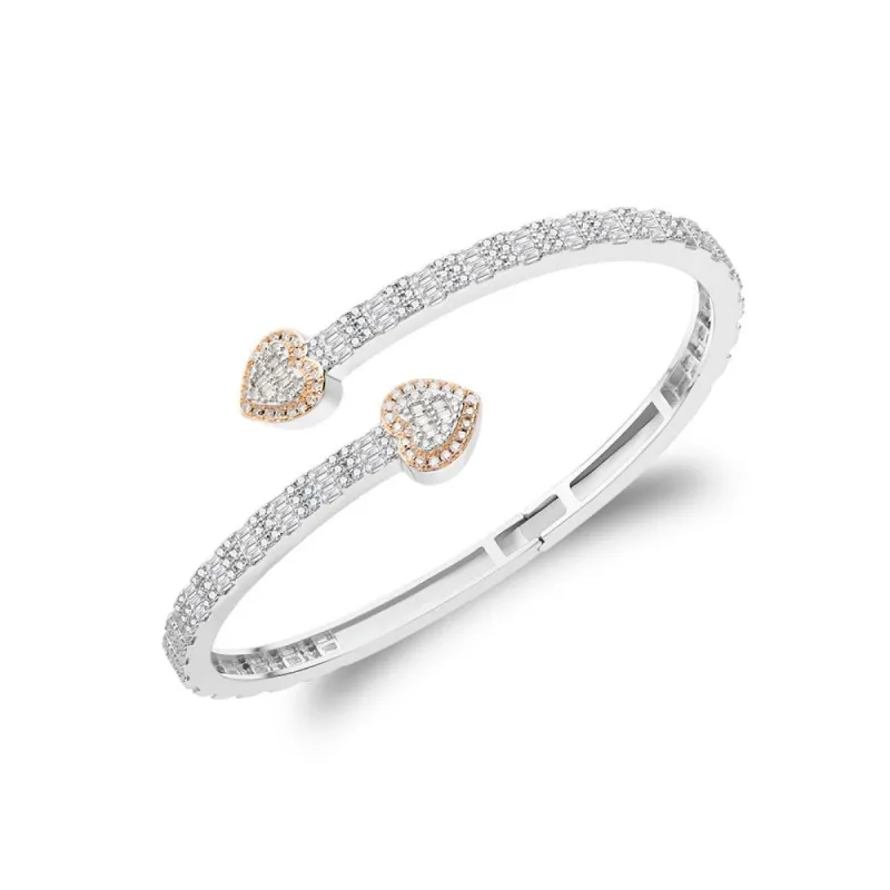 Sterling Silver Moissanite Heart 3.30 Ctw Bypass Rose Two Tone Bracelet sold by Master Of Bling