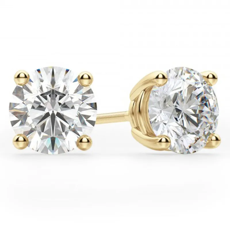 14K Gold 3.5Ct Solitaire Round Cut Moissanite Diamond Earrings sold by Master Of Bling