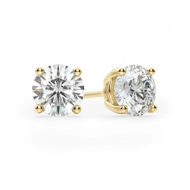 14K Gold Moissanite Diamond 1.25Ct ea Round Stud Earrings sold by Master Of Bling