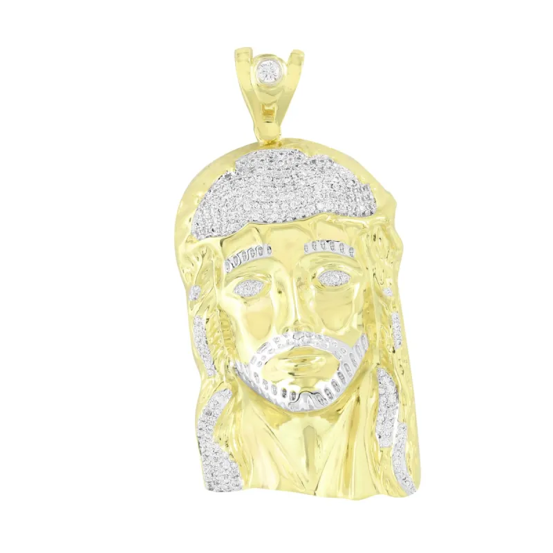 14K Gold Finish Jesus Pendant Christ Face Charm Pave sold by Master Of Bling