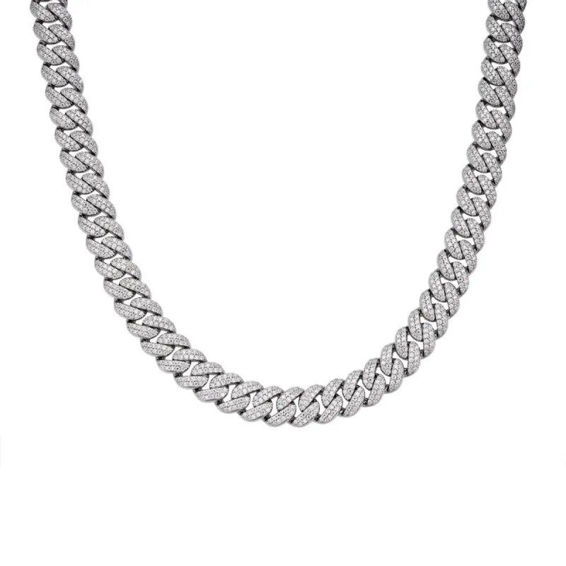 925 Silver Moissanite 10mm 22 Inch Miami Cuban Mens Chain Necklace sold by Master Of Bling