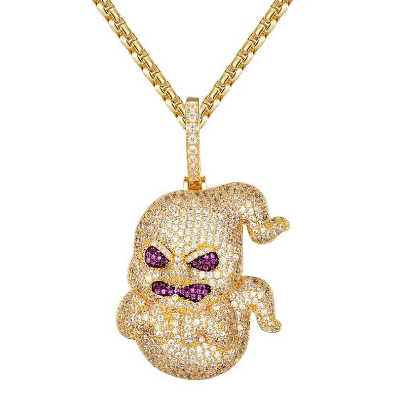 Cartoon Character Ghost Icy 14K Gold Tone Hip Hop Pendant sold by Master Of Bling