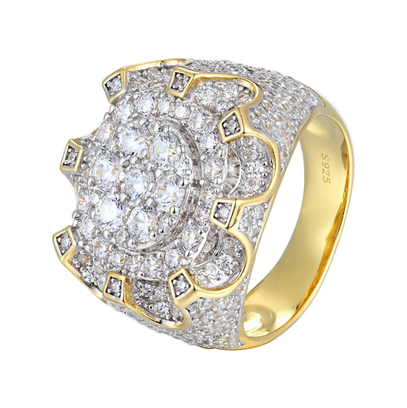 Men's Sterling Silver Round Cluster Big Face Designer Ring sold by Master Of Bling