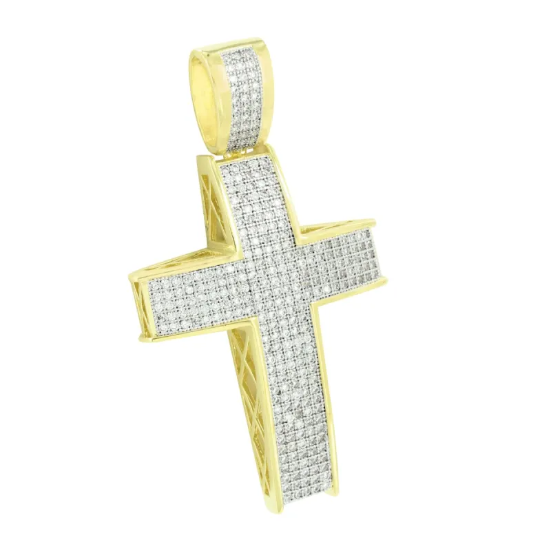 Men Cross Pendant 14K Yellow Gold Finish sold by Master Of Bling