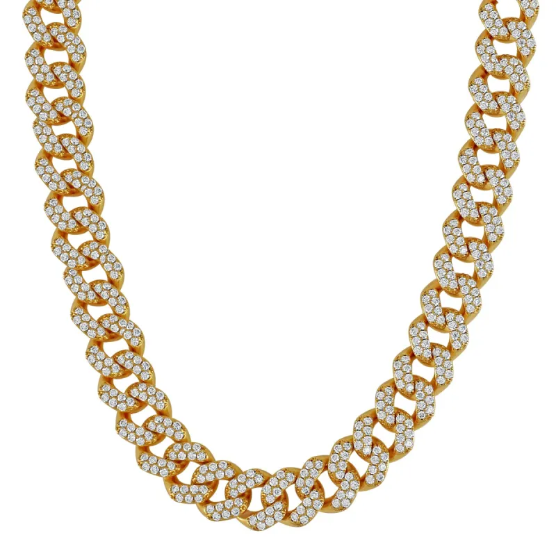Moissanite Diamond .925 Square Link 15mm Miami Cuban Chain sold by Master Of Bling