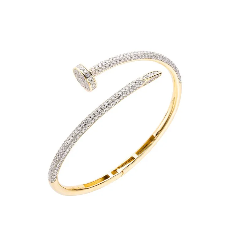 Silver Moissanite 2.74 Ctw Cluster Gold Tone Bangle Bracelet sold by Master Of Bling