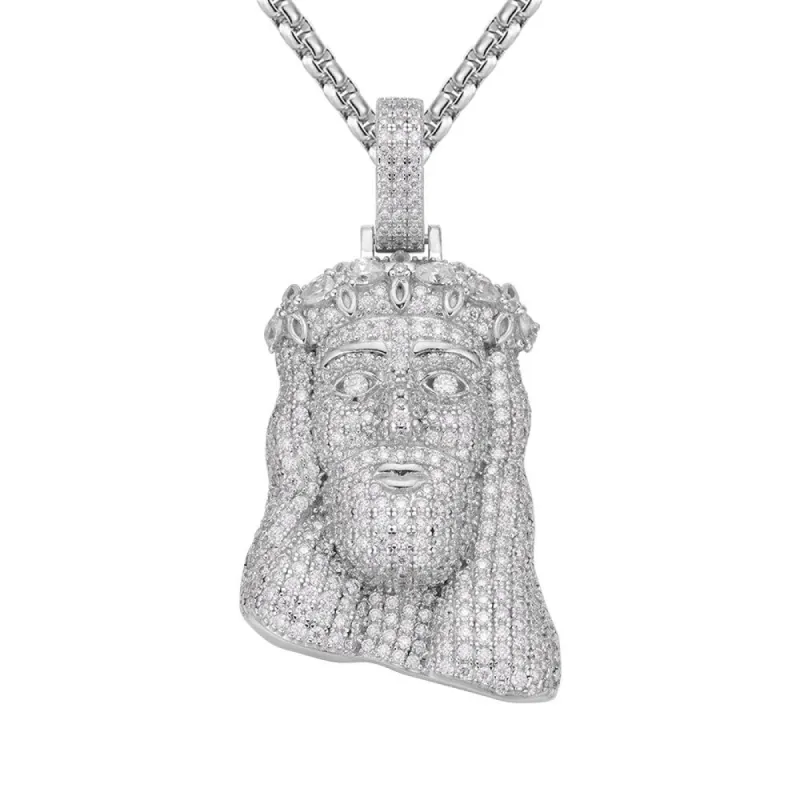 VVS Moissanite 3.63 CTTW 3D Jesus 925 Hip Hip Silver Pendant sold by Master Of Bling