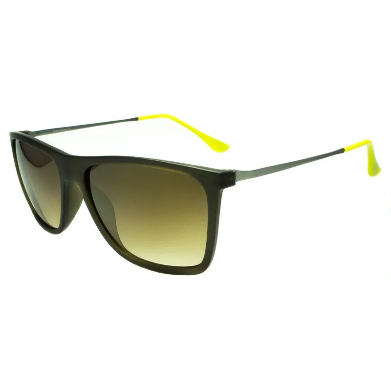Lime Green Temple Tips Black Frame Brown Sunglasses sold by Master Of Bling