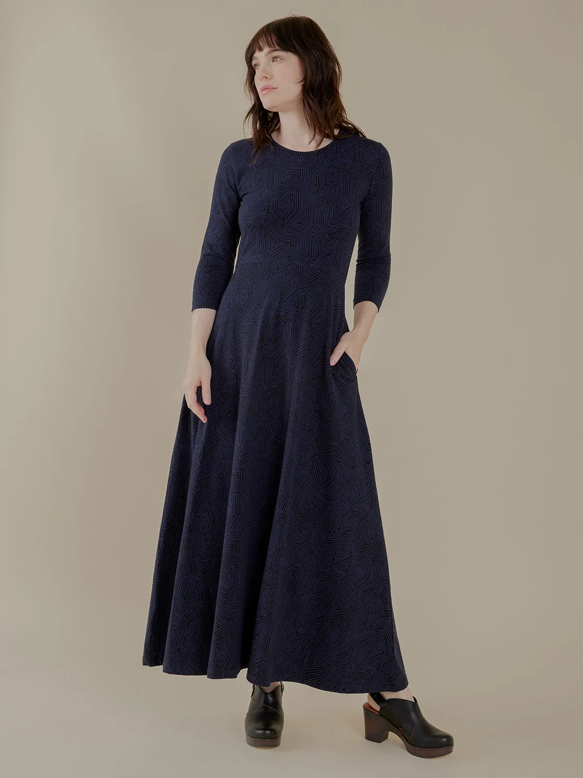 Mumbai Maxi Dress - Tree Rings Midnight sold by Mata Traders