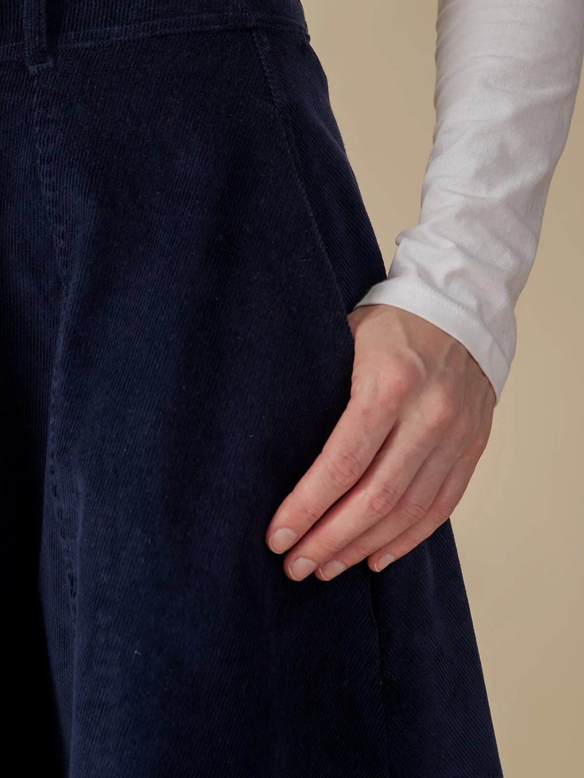 Emma Corduroy A-Line Skirt - Navy Corduroy sold by Mata Traders product image thumbnail 3