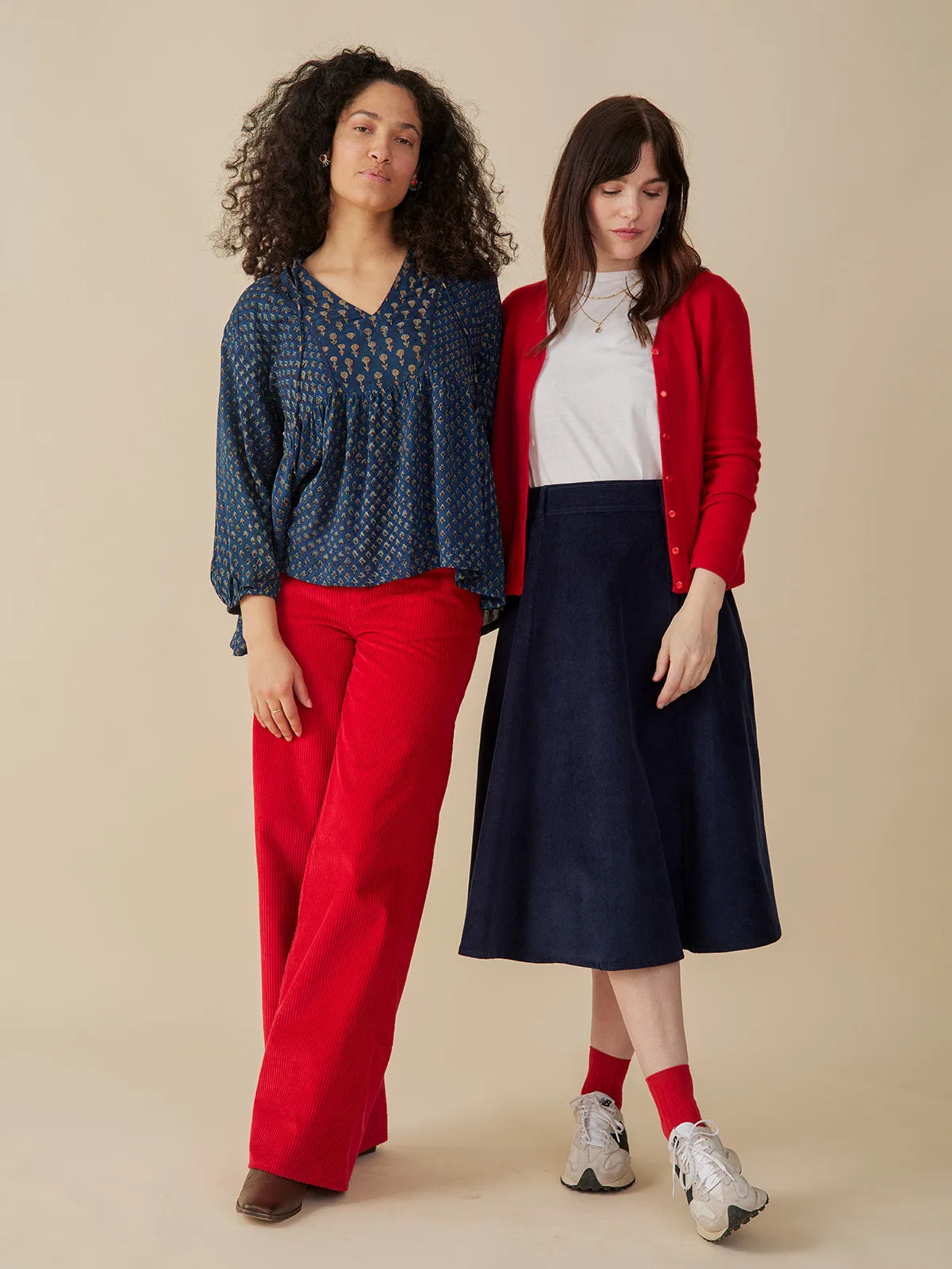 Emma Corduroy A-Line Skirt - Navy Corduroy sold by Mata Traders product image thumbnail 4