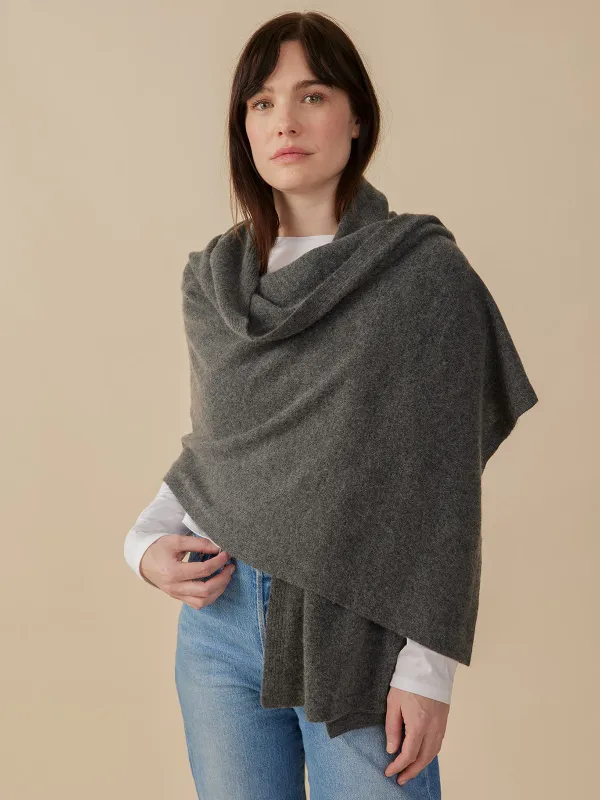 Meryl Cashmere Wrap - Charcoal Cashmere sold by Mata Traders