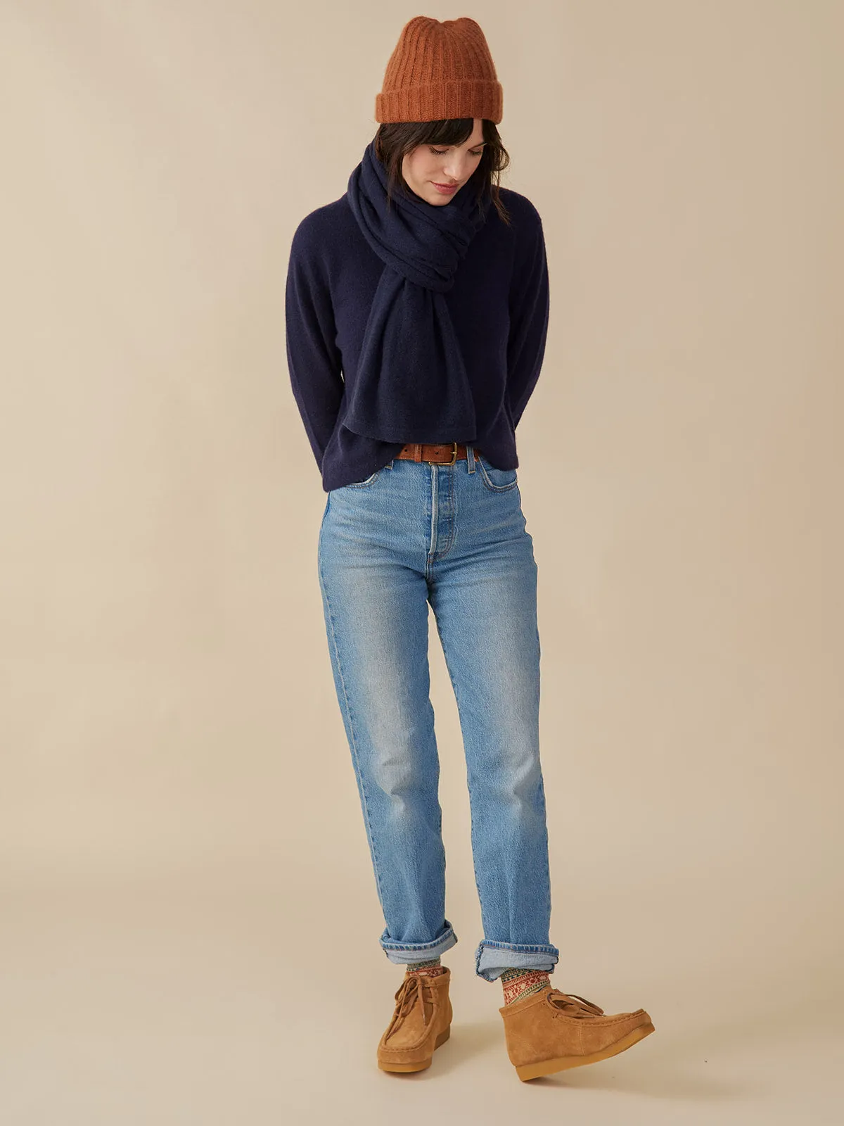 Eleanor Crewneck Cashmere Sweater - Navy Cashmere sold by Mata Traders product image thumbnail 3