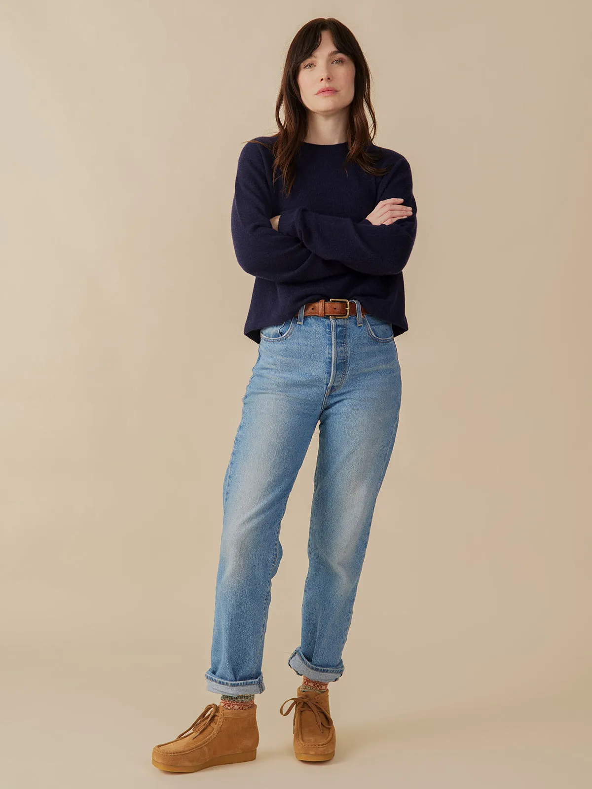 Eleanor Crewneck Cashmere Sweater - Navy Cashmere sold by Mata Traders product image thumbnail 5