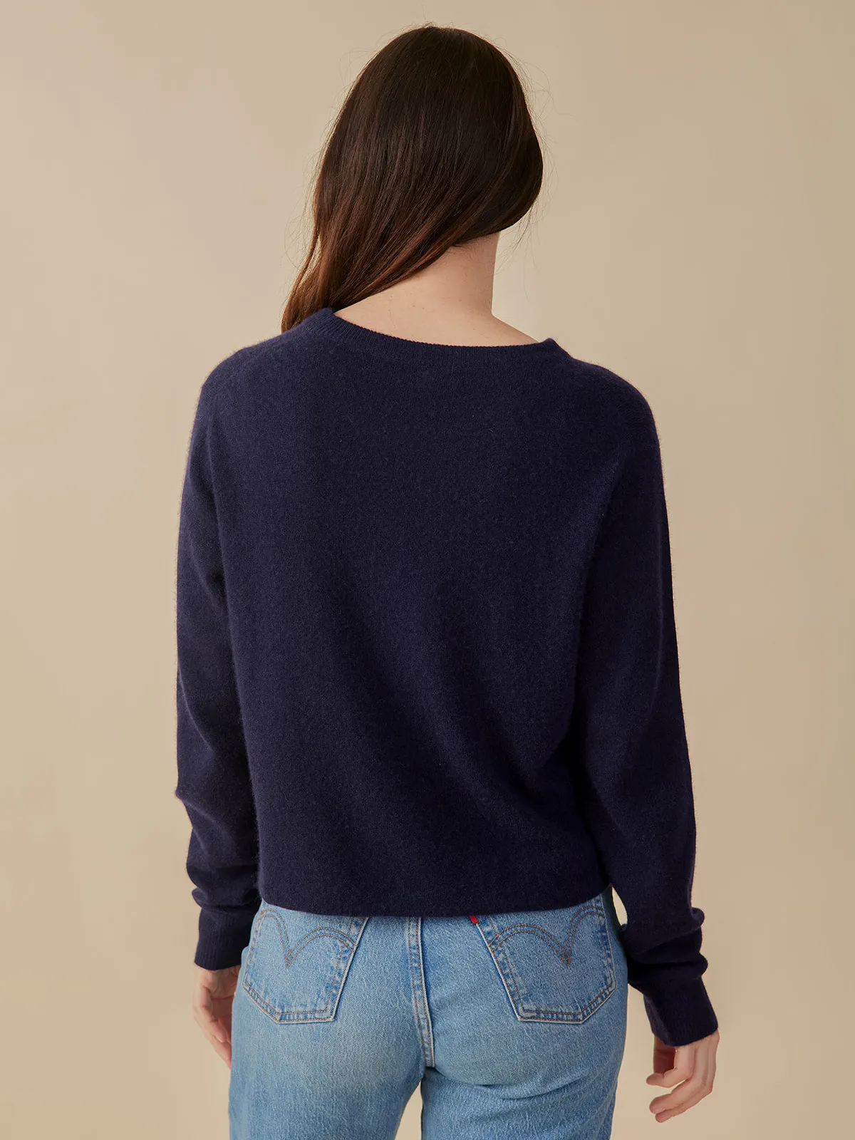 Eleanor Crewneck Cashmere Sweater - Navy Cashmere sold by Mata Traders product image thumbnail 2