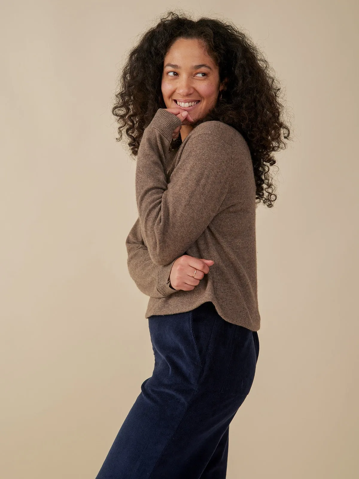 Eleanor Crewneck Cashmere Sweater - Mocha Cashmere sold by Mata Traders product image thumbnail 3