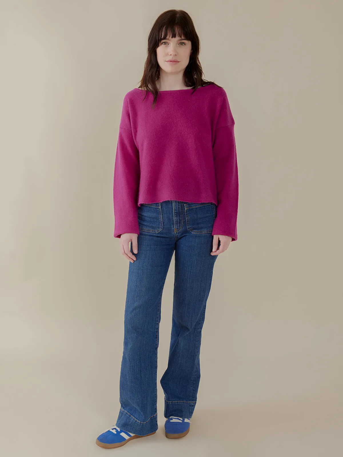 Dottie Boatneck Cashmere Sweater - Magenta Cashmere sold by Mata Traders product image thumbnail 2