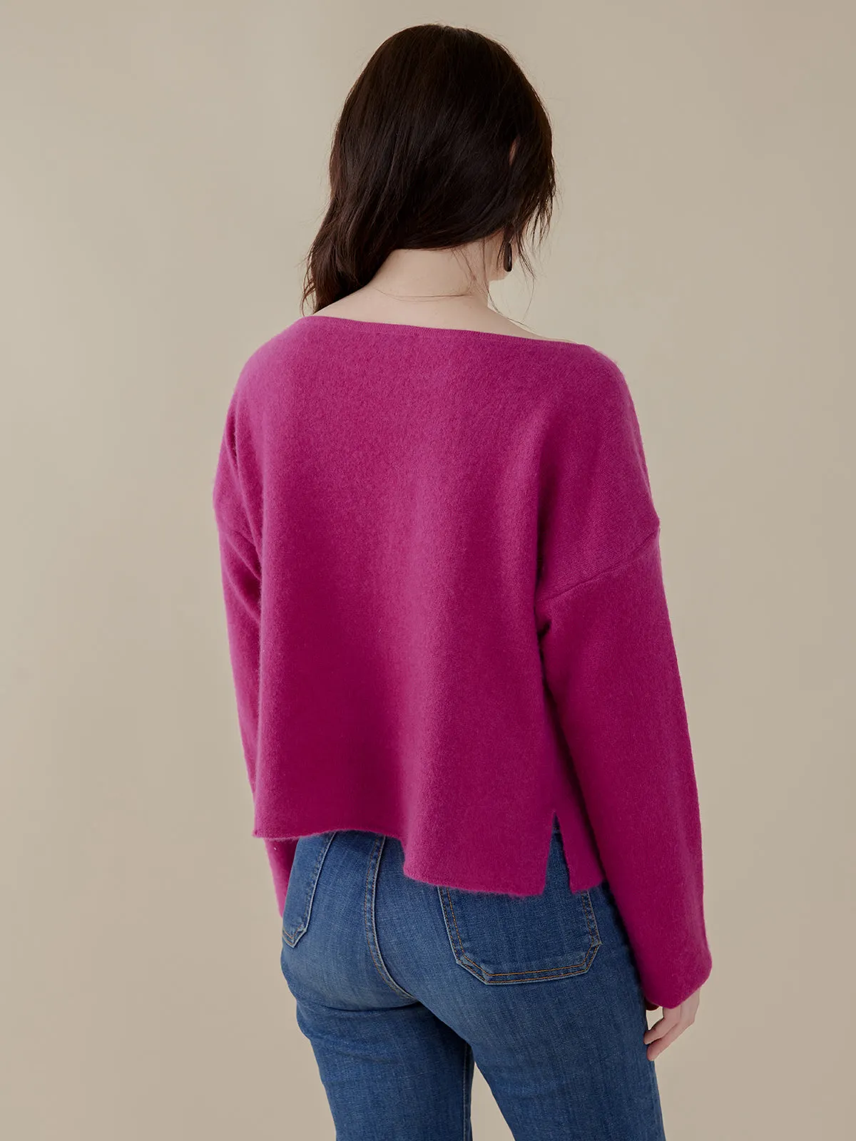 Dottie Boatneck Cashmere Sweater - Magenta Cashmere sold by Mata Traders product image thumbnail 3
