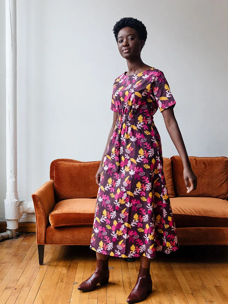 Artsy Traveler Short Sleeve Midi Dress - Leaves sold by Mata Traders product image thumbnail 2
